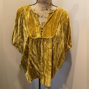 Maurices Velvet Split-Neck Blouse in Mustard
